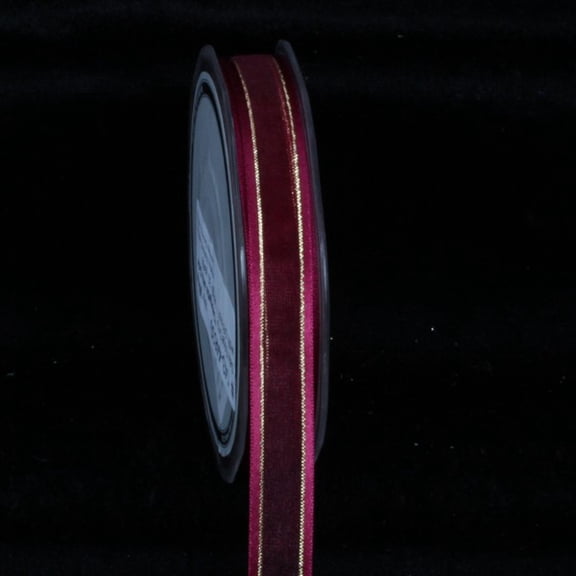 The Ribbon People Wine Red and Gold Edged Craft Ribbon Trim with Gold Setting 0.5" x 60 Yards