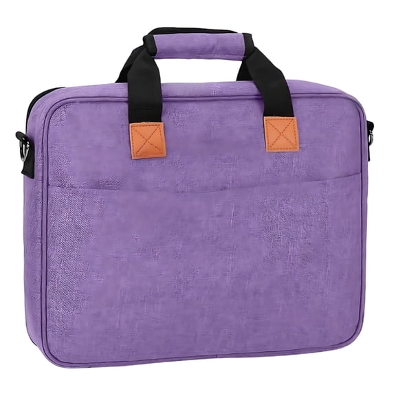 Purple Art Portfolio Bag, Excellent Polyester Storage Organizer Bag with Dual-Layer, Dual-Use, Large Front Pocket, Shockproof, 12.5 x 15.3 x 3 in / 31.5 x 39 x 7.5 cm for Sketch Board, Art Supplies