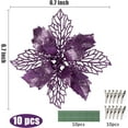 thumbnail image 2 of 10 Pieces Glitter Artificial Poinsettia Flower Christmas Wreath Christmas Tree Flowers, Glitter Gold 6" Artificial Flowers Picks Decor Wreath Garland Holiday (Silver) A, 2 of 4