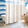 thumbnail image 6 of No Hook Shower Curtain, Modern Minimalist Art Shower Curtains for Bathroom with See Through Top Window, Rustic Boho Leaf Stripes Simple Orange Waterproof & Washable Bath Curtain Standard 72"x72", 6 of 9