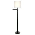 thumbnail image 3 of Evelyn&Zoe Moby Swing Arm Floor Lamp with Fabric Drum Shade, Blackened Bronze/White, 3 of 12