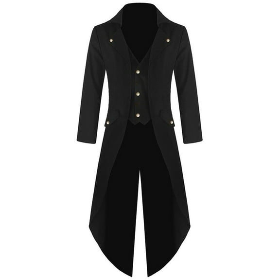 snowsong Jackets For Men Trench Coat Men Men's Coat Tailcoat Jacket Gothic Frock Coat Costume Praty Outwear Mens Coat Black L