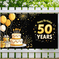 thumbnail image 5 of LUUFILx Gold Themed 50th Birthday Banner Happy Birthday Cheers to 50 Years Background Party Supplies Photography Props Birthday Decoration Backdrop Party Decorations, 5 of 8