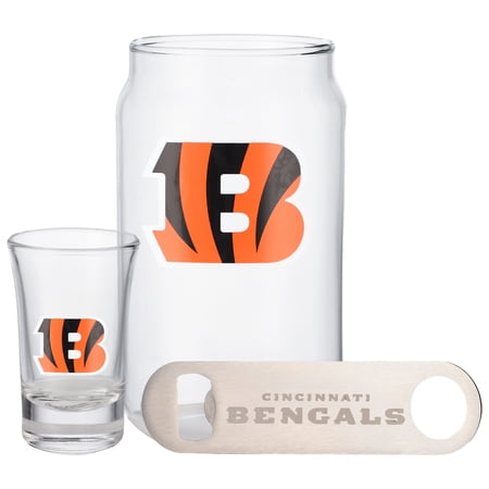 The Memory Company Cincinnati Bengals Three-Pack Beer Glass 2oz. Shot Glass & Bottle Opener Set The Memory Company Cincinnati Bengals Three-Pack Beer Glass 2oz. Shot Glass & Bottle Opener Set