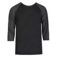 thumbnail image 4 of Men's 3/4 Sleeve Crew Neck Baseball Shirt, Casual Dynamic Cotton Raglan T Shirts, Charcoal Gray/Black XL, 1 Pack, 4 of 7