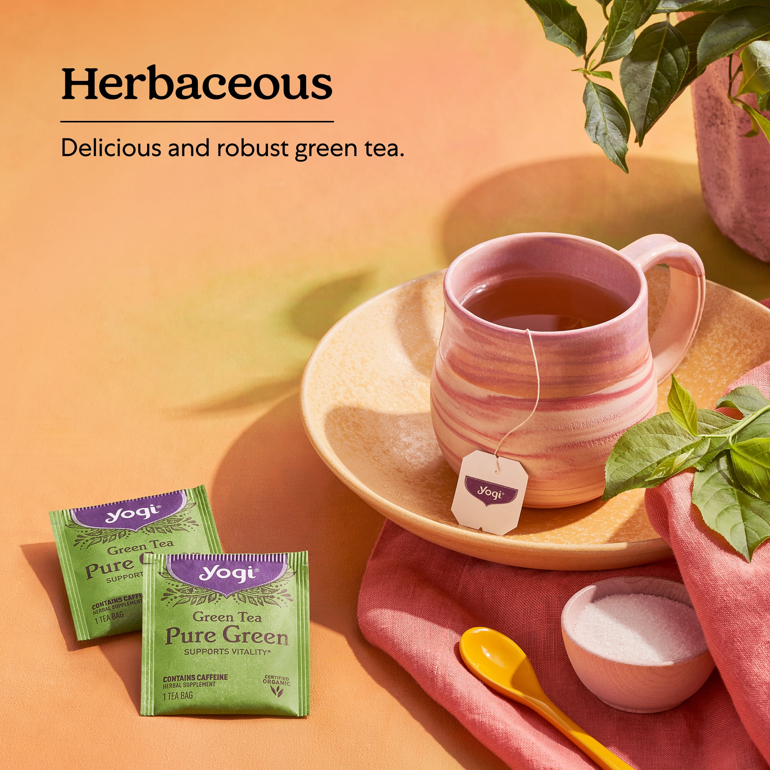 Yogi Tea Green Tea Pure Green, Organic Tea, Wellness Tea Bags, 6 Boxes of 16