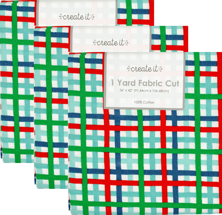Create It 36'x42' Cotton Assorted Holiday Plaid Precut Sewing & Craft Fabric, Multi, 3 Pack