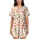 thumbnail image 1 of Balery Autumn Conjunto de Pijama para Mujer con Estampado, Dos Piezas de Manga Corta y Shorts, Ropa de Dormir Suave con Cuello Redondo y Bolsillos-Small, 1 of 6