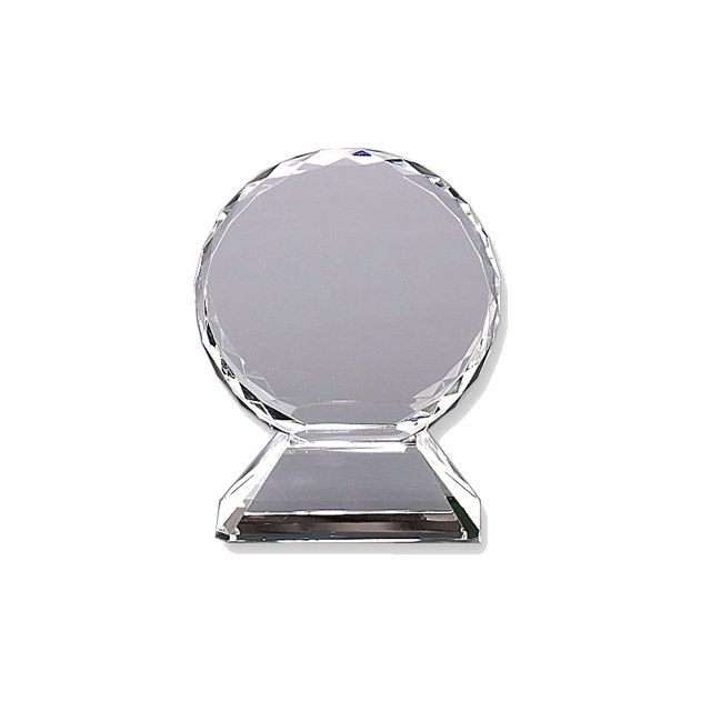 Trophée en Verre Optique Rond sur la Base (4,5 Po x 1,5 Po x 5,75 Po H)