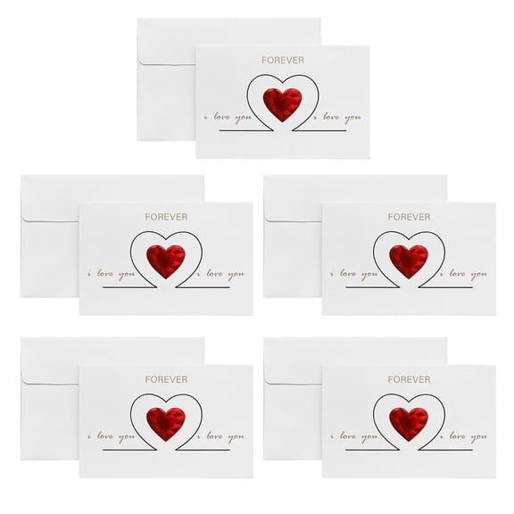 10 Pcs Hearts Valentines Card with Envelope for Wedding Birthday Anniversary