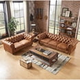 thumbnail image 7 of Crafters and Weavers Craftsman Mission Leather Loveseat in Light Chestnut, 7 of 7