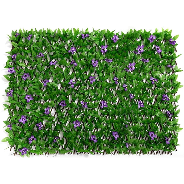 Pantalla De Privacidad De Hiedra Artificial: Valla Expandible Para Balcón, Jardín O Patio – Imitación De Flores Girasol Verde Oscuro