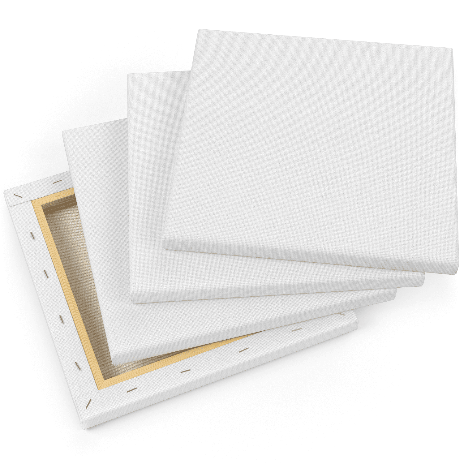 Arteza 8" x 8" Stretched Canvas, Set of 12, White Cotton