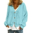 thumbnail image 4 of Womens V Neck Button Down Cardigan Cozy Soft Plush Oversized Longline Open Front Sweater, 4 of 5