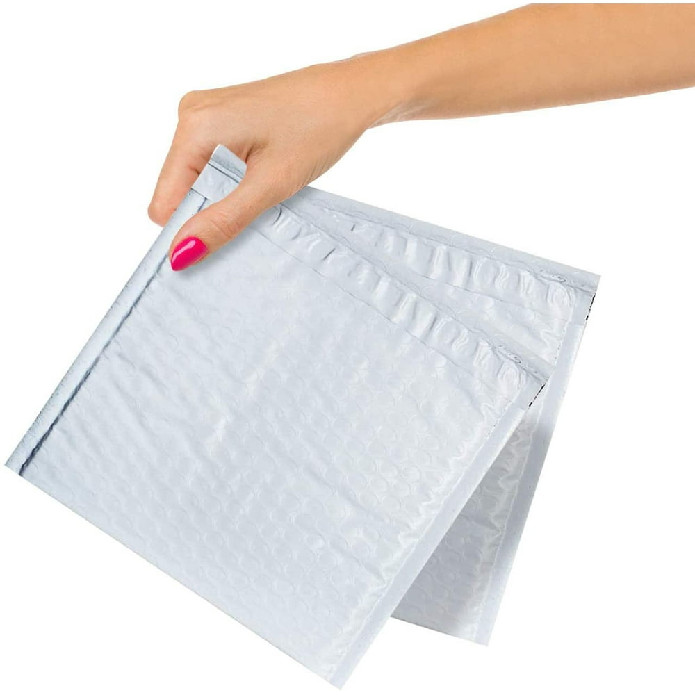 Pack of 25 White Poly Bubble Mailers 7.25 x 7. Peel and Seal Bubble