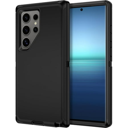 Entronix Shockproof Back Cover Cell Phone Case for Samsung Galaxy S24 Ultra, Black