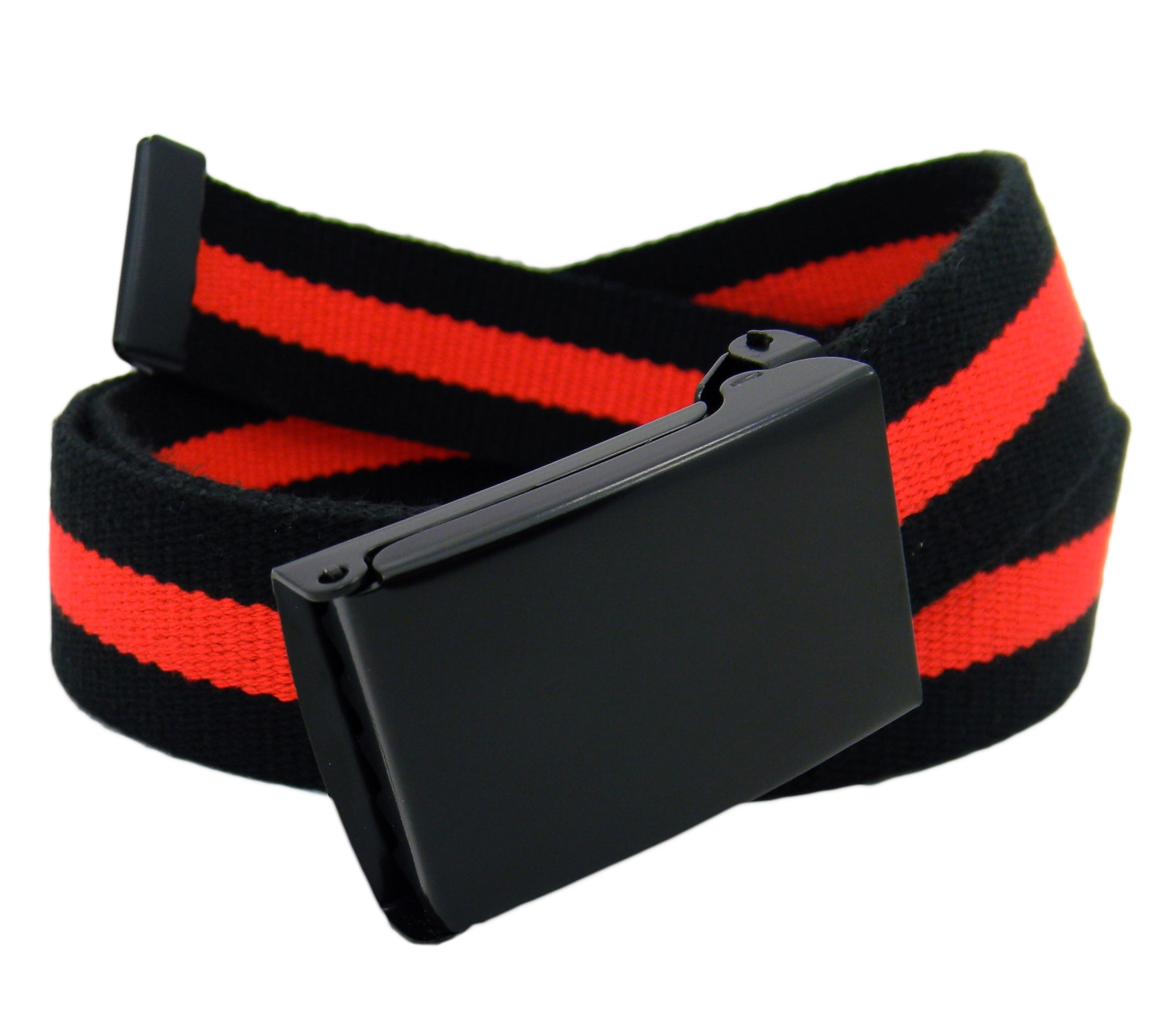 Men's Black Flip Top Military Belt Buckle with Canvas  Belt XXLarge