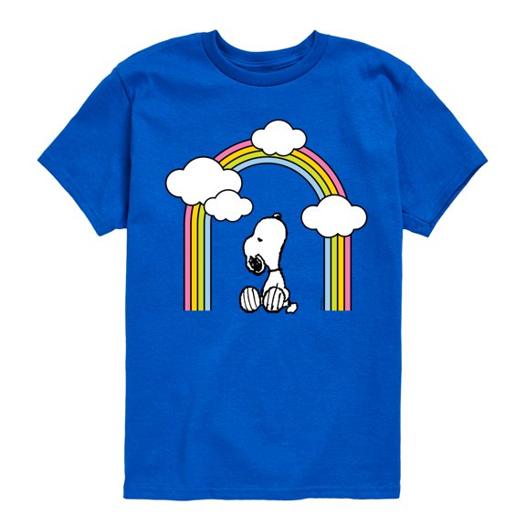 Peanuts - Snoopy Looking Up Rainbow - Toddler & Youth Short Sleeve Graphic T-Shirt