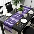 thumbnail image 5 of Purple Ombre Table Runner Cotton Linen 120 Inch Holiday Dresser Scarves, Abstract Art Moire Ocean Waves Tablerunner for Kitchen Coffee Dining Bedroom Home Living Room Dinner Scarf Décor 13''x120'', 5 of 9