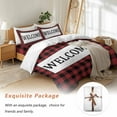 thumbnail image 7 of Welcome Red Bedding Duvet Cover Set Full Size 4 Pieces Black Buffalo Check Plaid Soft Twill Plush Quilt Cover, Include 1 Duvet Cover 1 Flat Sheet And 2 Pillow, 7 of 7