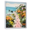 thumbnail image 2 of Designart "Coastal Beach Paradise in Pastel Colors II" Coastal Framed Wall Art - Coastal Pink Coastal Beach Bedroom Framed Canvas Wall Art, 2 of 6