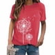 thumbnail image 2 of Camiseta de mujer con estampado floral, cuello redondo, manga corta, camiseta suelta, rojo, L Vogacara  AP000466-12, 2 of 7