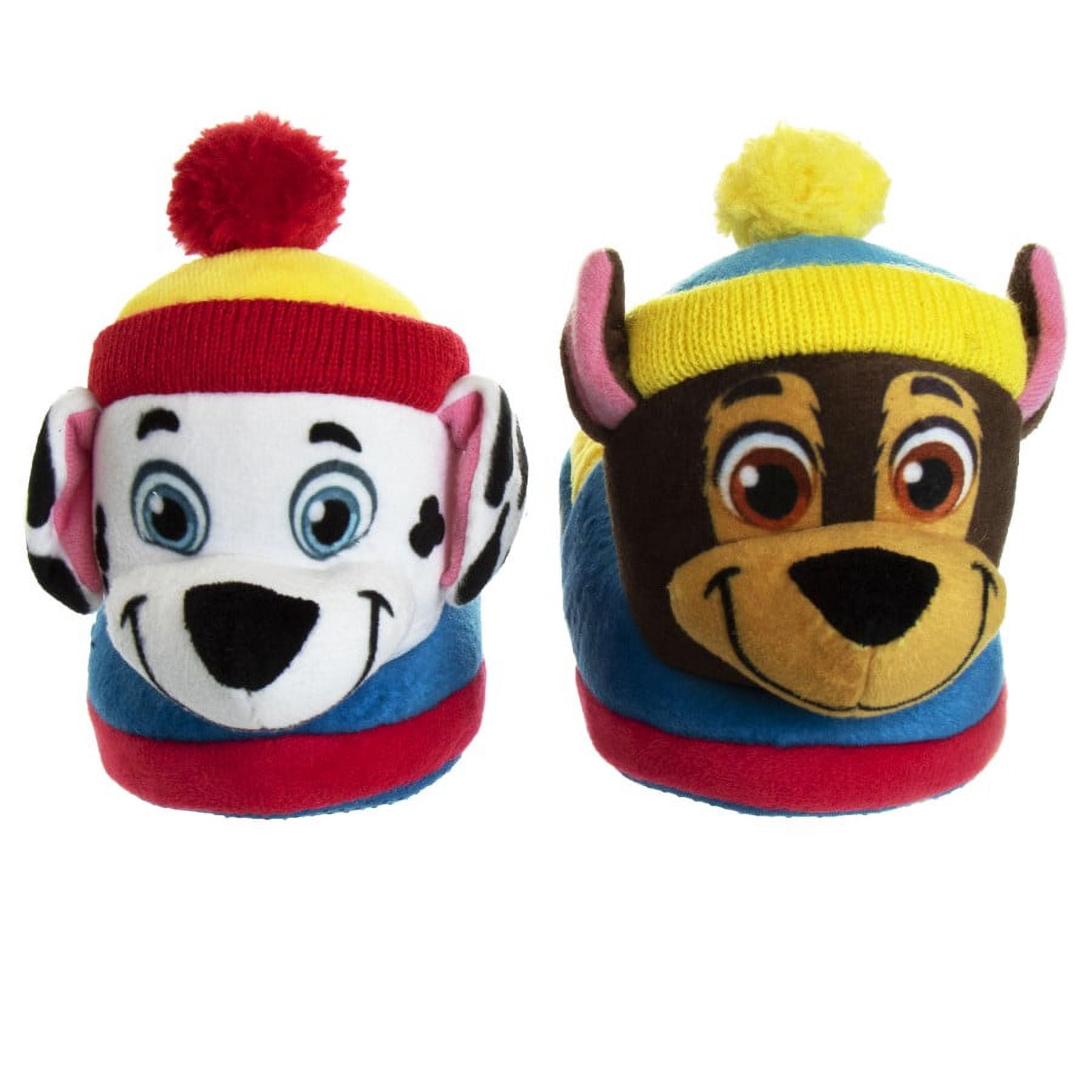Nickelodeon Paw Patrol Marshall and Chase Boys Dual Sizes Nylex Fabric Slippers