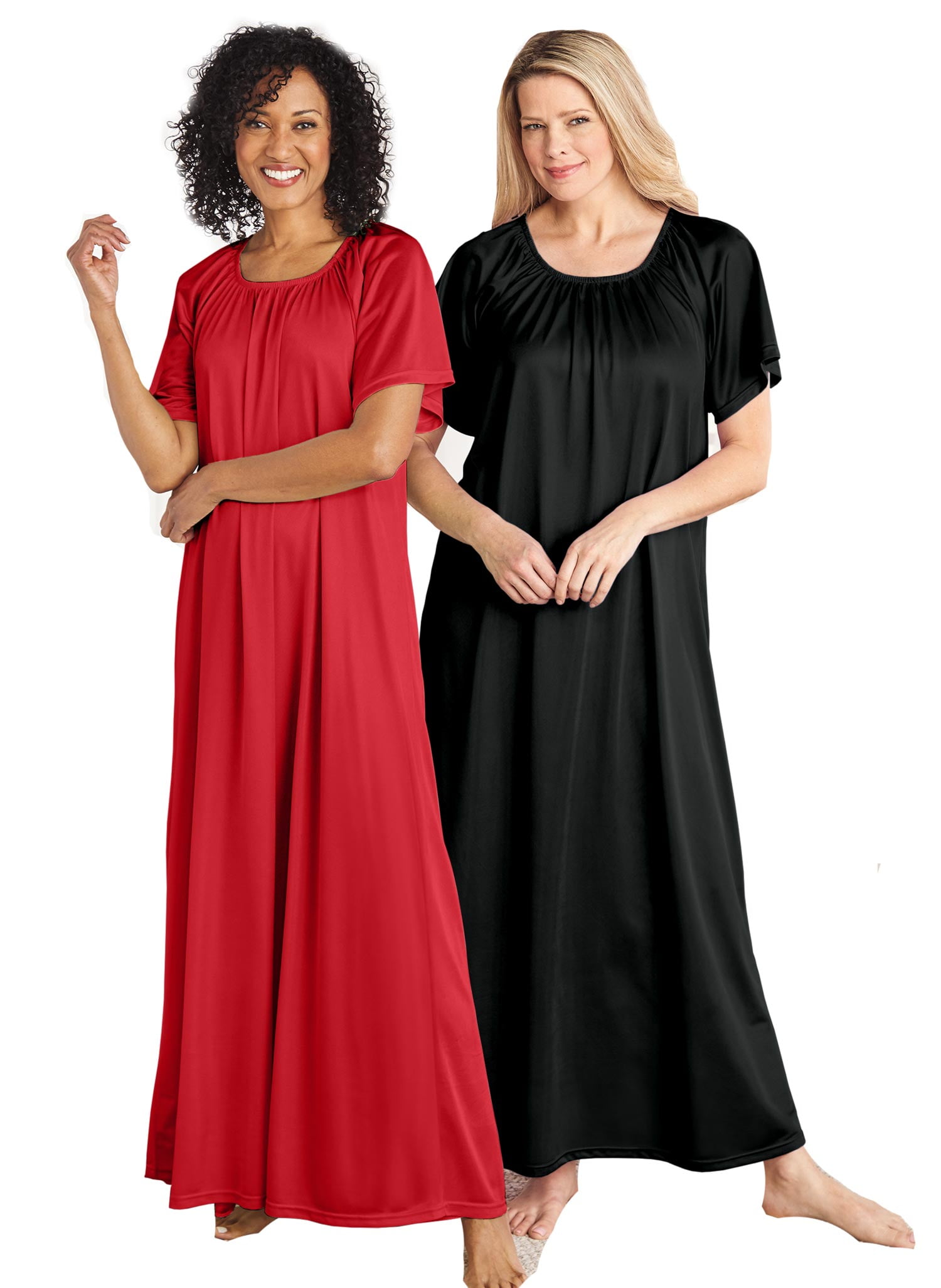 Tricot Short Sleeve Silky Night Dresses 