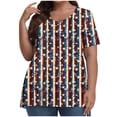thumbnail image 1 of T-Shirt à Manches Courtes Imprimé pour la Fête de l'Indépendance pour Femmes, Col Rond, Polyester, Coupe Ample, Léger, Respirant, pour Usage Quotidien, 1 of 5