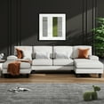 thumbnail image 5 of Furmax U-Shaped Sectional Sofa with Chaise, 4 Seats Chenille Fabric Sofa for Living room, White, 5 of 8