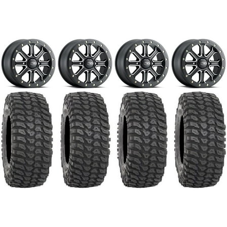 ITP Inertia Beadlock 15" Wheels Bk  40mm 33" XCR350 Tires Sportsman RZR Ranger