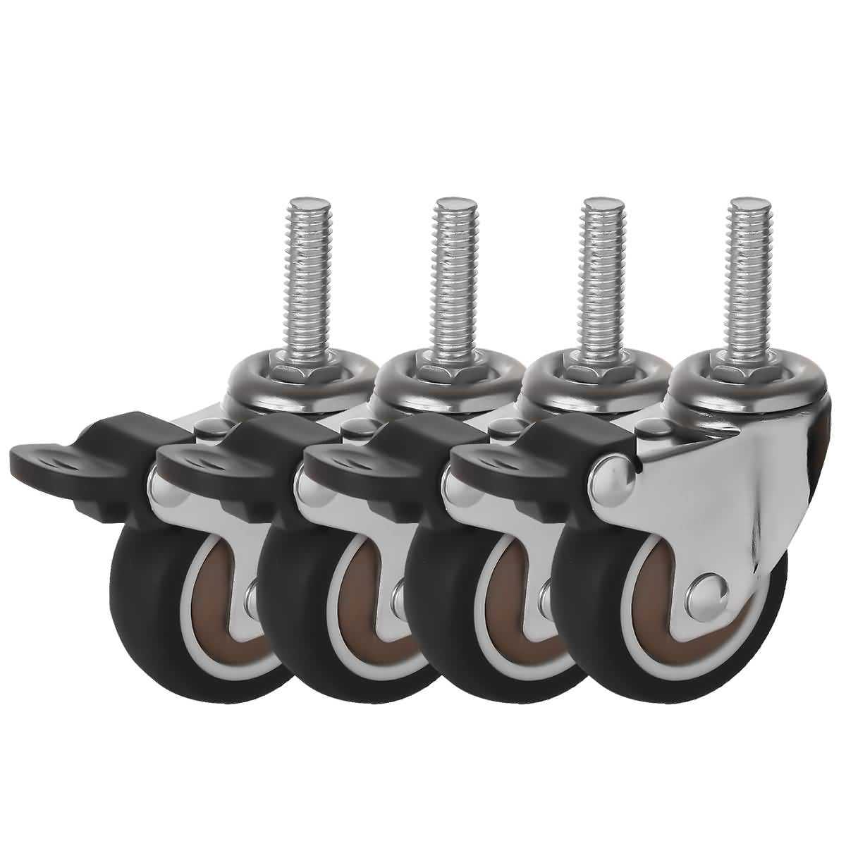 Swivel Caster Wheels Brake Locking Locks,Screwed Bolt 5/16 x 1/2 4-Pack Castor Stem_8x12 1.5 Inch Stem Casters with Brake