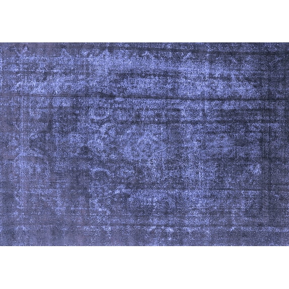 Ahgly Company Machine Washable Indoor Rectangle Oriental Blue Industrial Area Rugs, 8' x 10'
