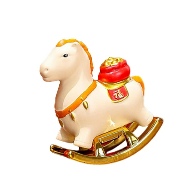 Figura de caballo, estatuilla, caballo balancín, escultura decorativa, adorno de mesa, resina blanco