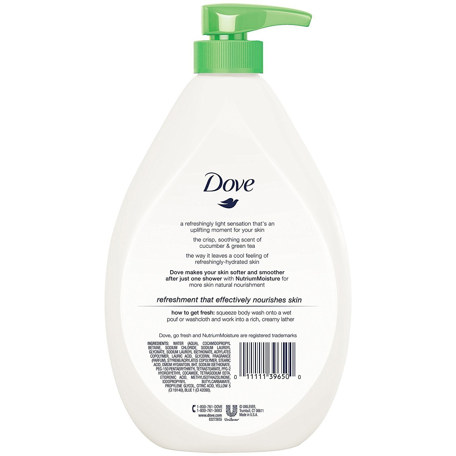 Dove Go Fresh Cool Moisture Body Wash, Cucumber And Green Tea Pump 34 Ounce (Pack Of 2)