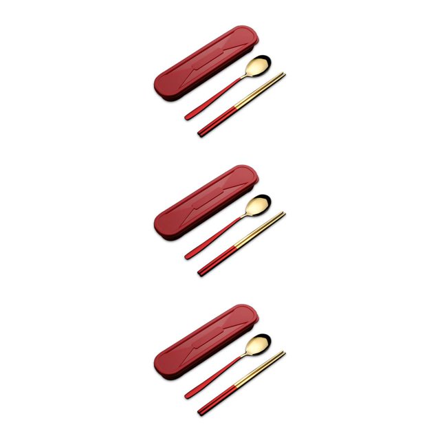 Naiovety Utensilios de cocina 304 Cuchara de acero inoxidable Juego de palillos de tenedor Vajilla con caja Accesorios de viaje con PP Snap-fit para Type1 NO1 Naiovety CBP373692