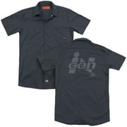 Jurassic Park Ingen Logo (Back Print) Adult Work Shirt Charcoal