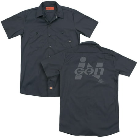 Jurassic Park Ingen Logo (Back Print) Adult Work Shirt Charcoal