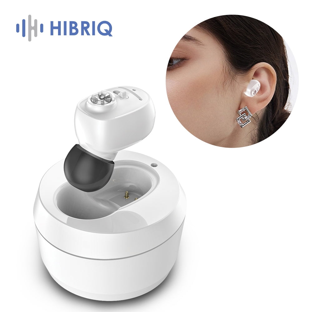 HIBRIQ Digital Rechargeable Hearing Aids with Charging Base, Noise Reduction & Comfort Fit for Seniors HH-1607