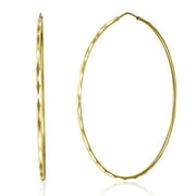 Wellingsale Ladies 14k Yellow Gold Polished 1.5mm Diamond Cut Faceted Endless Hoop Earrings (55 x 55 mm)