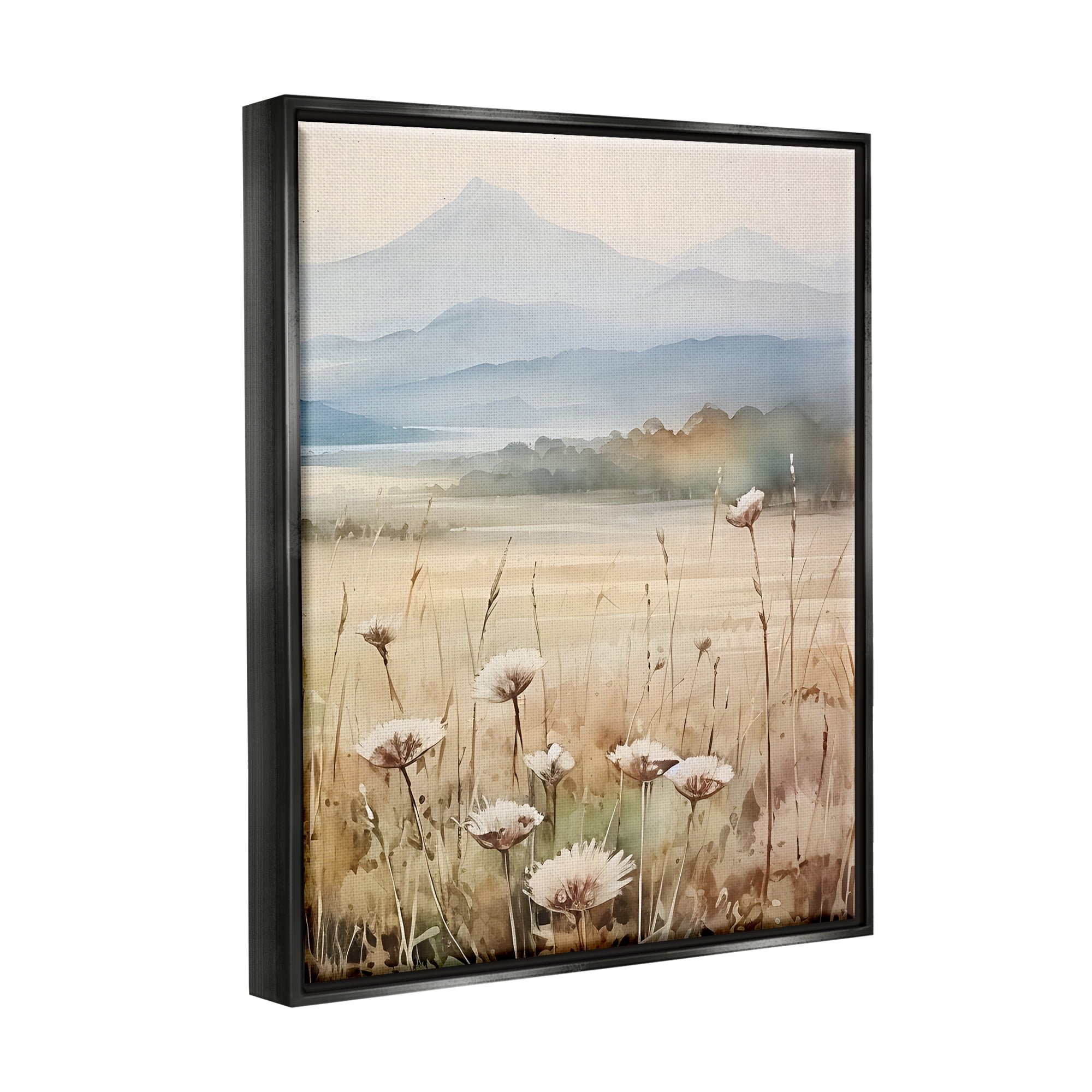Stupell Industries Foggy Peaks Landscape Landscape Painting Black Floater Framed Canvas Art Print Wall Art, 25 x 31
