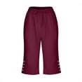 thumbnail image 5 of Red Womens Sweatpants Women's Cotton and Linen Pocket Elastic Casual Pants Women's Pants Five Quarter Pants Casual Pants Women, 5 of 5