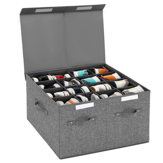 Organizador de almacenamiento de zapatos FBBABB para armario, 16 pares (gris)