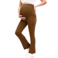 thumbnail image 5 of Women's Yoga Pants Maternity Stretchy High Waisted Flared Bootcut Leggings with Side Pockets Women's Yoga Leggings Brown XL, 5 of 7
