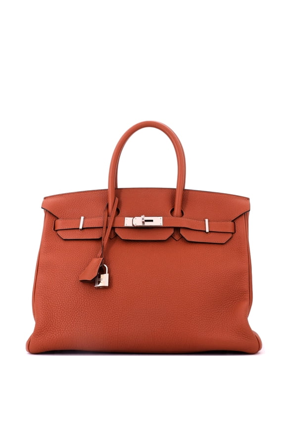 Pre-Owned Birkin Handbag Cuivre Togo with Palladium Hardware 35 By Rebag