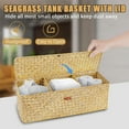 thumbnail image 2 of NOGIS 3 Section Seagrass Baskets with Lid, Rectangular Hand Woven Wicker Bin Storage Box for Shelves Organizing, Rustic Home Storage Organizer Container (Light Orange,12.6 x 4.72 x 4.33 Inches), 2 of 7