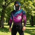 thumbnail image 4 of Yaoyar Mens Print Long Sleeve Hooded Pullover with Face Mask Ice Silk Sun Protection Top UV Protection Outdoor Long Sleeve Hoodie, 4 of 5