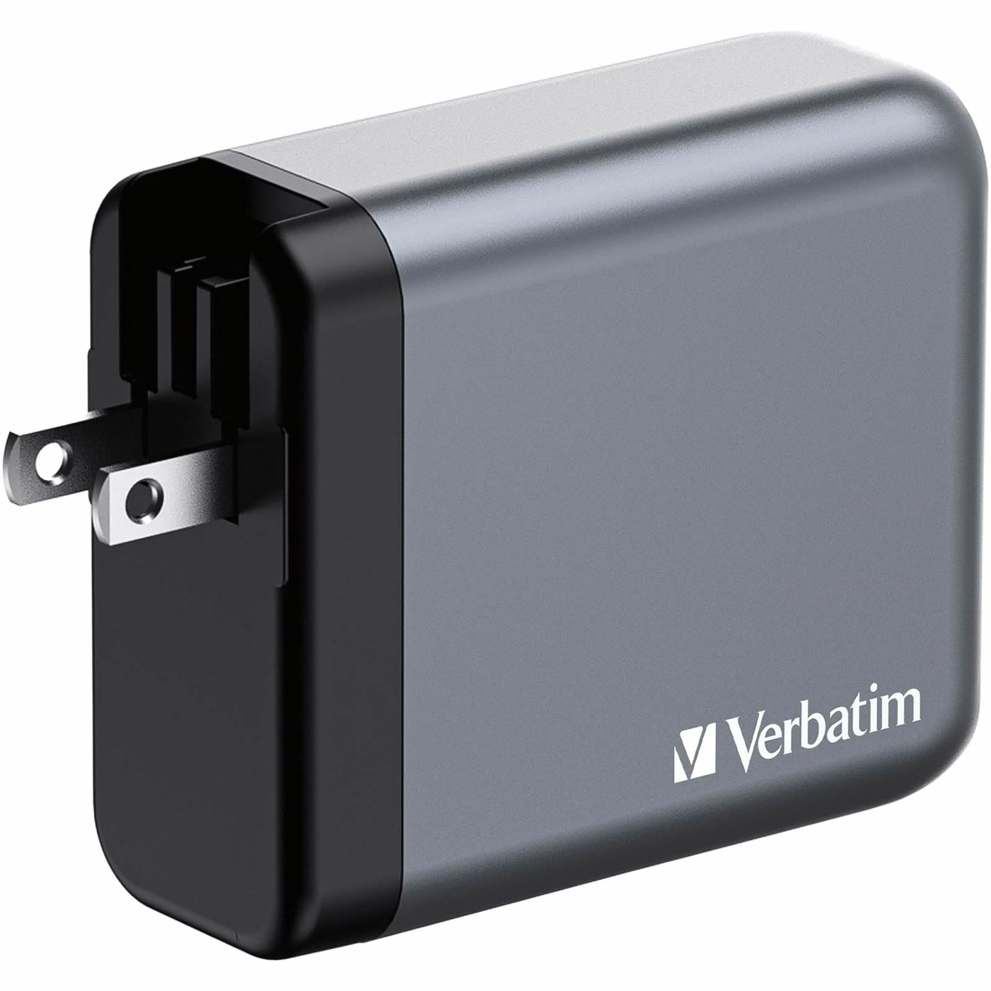 Verbatim 140 W 4-Port GaN Wall Charger, Black/Gray