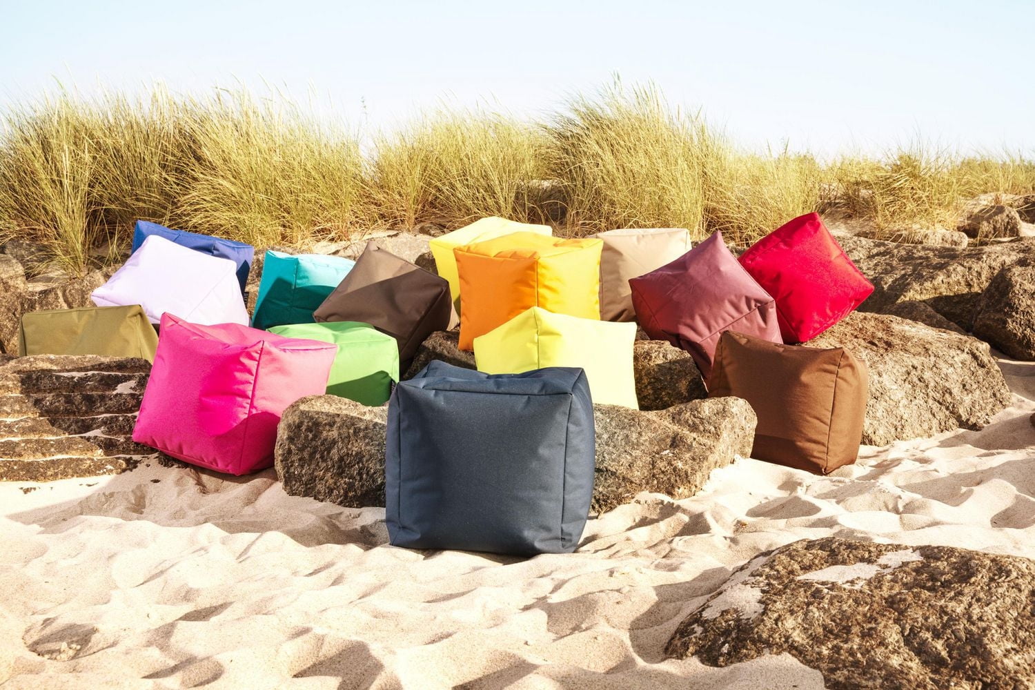 Gouchee Home Cube Brava Rose – Pouf cube hydrofuge rempli de billes de polystyrène, léger et portable, pour salon ou dortoir