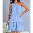 thumbnail image 4 of Women'S Summer Sleeveless Mini Dress Boho One Shoulder Ruffle Tiered Layered Flowy A Line Dresses XL, 4 of 9